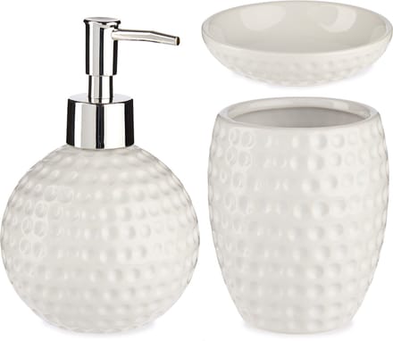 Golfpresentjes -Badkamer golfset- keramiek - Schaaltje - Zeeppompje - Beker-Golfcadeau-cadeau-golf