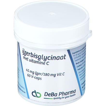 DeBa Pharma IJzerbisglycinaat met Vitamine C 60 Capsules