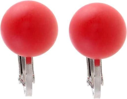 Behave - Clip oorbellen met matte kraal rood - Retro fashion statement