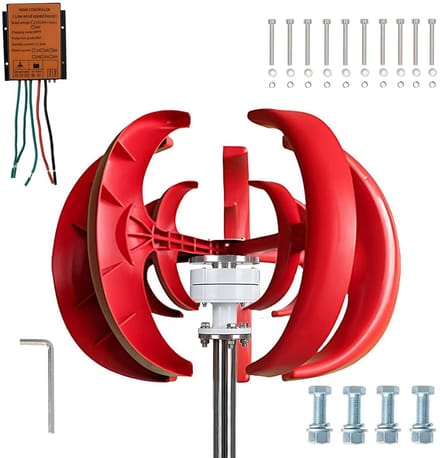 Verticale Windgenerator - Energie Turbine - Off-grid Stroom - Lage Startsnelheid - 100W 12V - Zilver