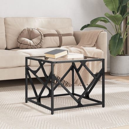 vidaXL - Salontafel - met - transparant - glazen - blad - 50x50x41 - cm - staal