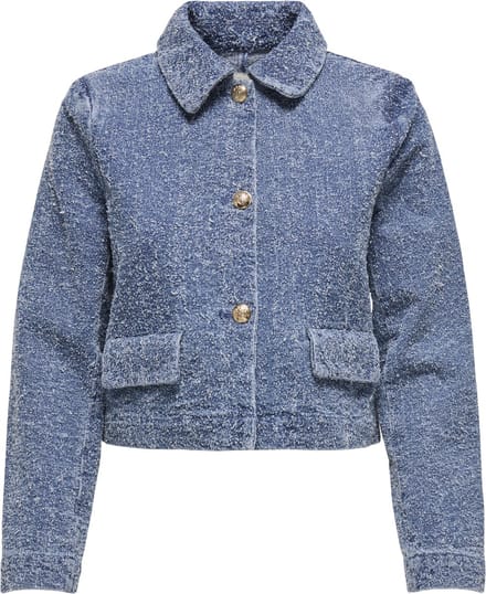 Jacqueline de Yong Jas Jdylady Ls Shacket Dnm 15341468 Medium Blue Denim Dames Maat - M