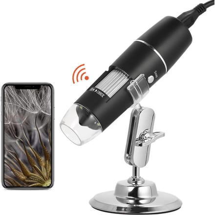 1000X vergroting USB digitale microscoop met standaard vergrootglas met 8-LED licht vergrootglas voor zwart/zilver