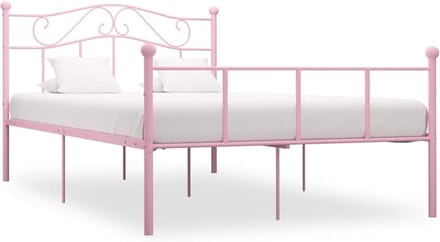 Metalen eenpersoonsbedframe met lattenbodem 120 x 200 cm Roze