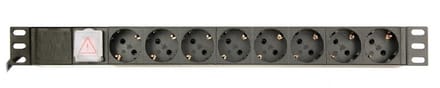 19 inch stekkerdoos | schakelaar | CEE 7/7 - 8x CEE 7/3 | 1U | zwart | 3 meter