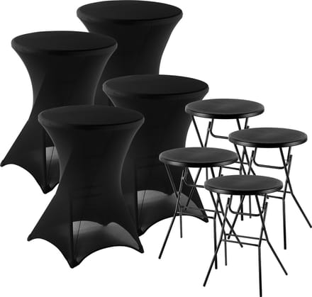 Bardi Stretch Statafelhoes - Statafelrok 4 Stuks - 80 x 110 cm. Zwart