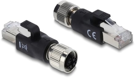 M12 8-pins X-gecodeerd (v) - RJ45 (m) industriële netwerkadapter | CAT6 | PVC