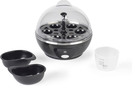QORA® Eierkoker electrik - Eierkoker - Eierkoker met timer - Zwart - ‎16cm x 16cm x 16cm