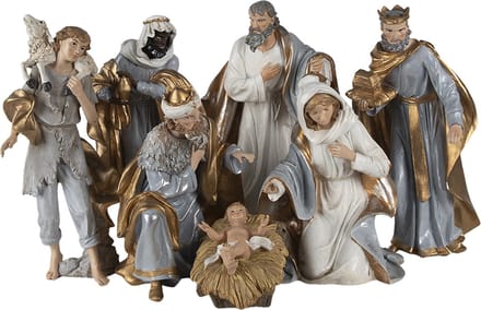 Clayre & Eef Beeld Kerstgroep 52x30x29 cm Grijs Beige Polyresin Kerstdecoratie