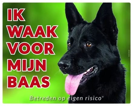 Duitse Herder Zwart Waakbord - Ik waak voor mijn baas