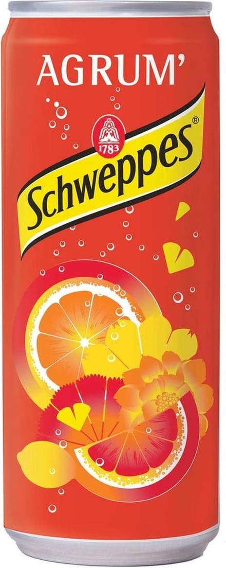 Schweppes Agrum frisdrank, blikje van 33 cl, pak van 24 stuks
