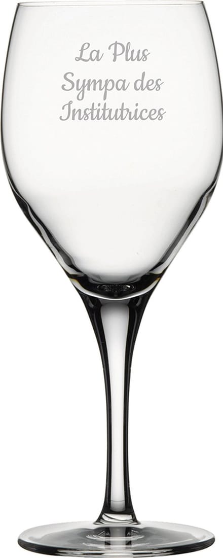 Witte wijnglas gegraveerd - 34cl - La Plus Sympa des Institutrices