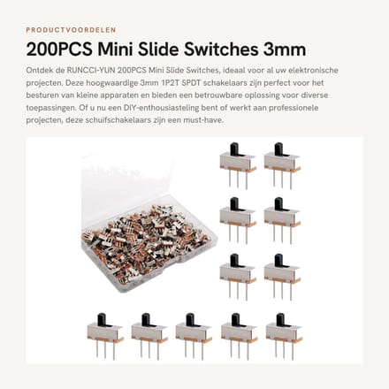 Dailygoods - 200PCS Mini Slide Switches 3mm 1P2T SPDT voor Elektronische Projecten