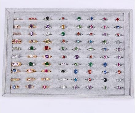 Display Ringen Fluweel Grijs voor ringen