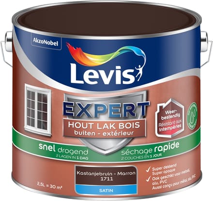 Levis - Expert Hout Lak Buiten Sneldrogend Satin - Kastanjebruin - 2,5 L