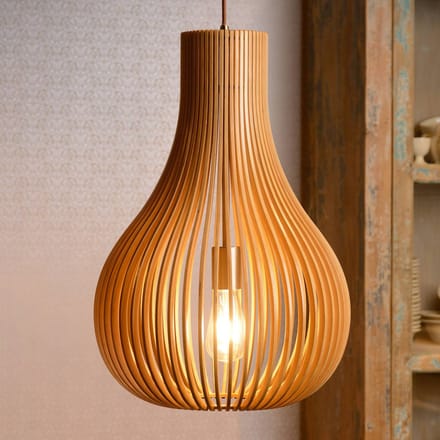 Lucide BODO - Hanglamp - Ø 38 cm - 1xE27 - Lichte houtlook - Japandi