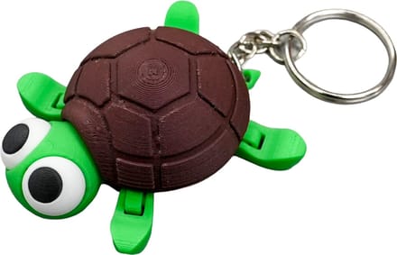 Schildpad sleutelhanger - Groen/ Bruin - 3d geprint - Cadeau liefhebber – Sleutelhanger dier - 6cm
