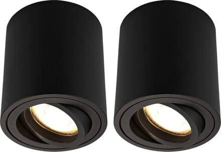 Ledvion - 2X LED Opbouwspots - Dimbaar - 5W - 2700K - Zwart
