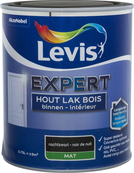 Levis Expert Houtlak Binnen Mat Nachtzwart 0,75 L