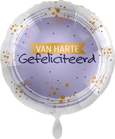 Everloon - Folieballon - Van harte gefeliciteerd lila - rond - 43cm
