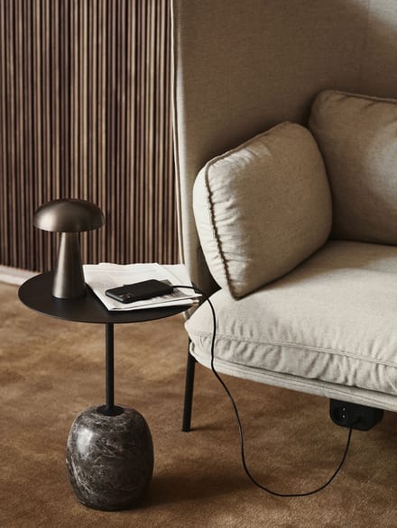 &Tradition - Lato Bijzettafel - Ø40 cm - Lacquered Walnut & Emparador Marble - bruin