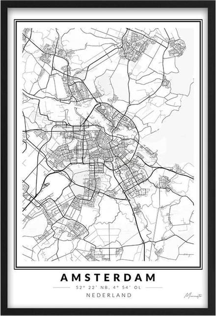 Poster Stad Amsterdam A3 - 30 x 42 cm (Exclusief Lijst)