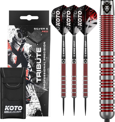 KOTO - Tribute Darts - 14 Gram - Dartpijlen - Zilver & Rood