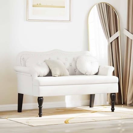 vidaXL - Chesterfield - Bank - Wit - 120,5 - x - 65 - x - 75 - cm - Kunstleer