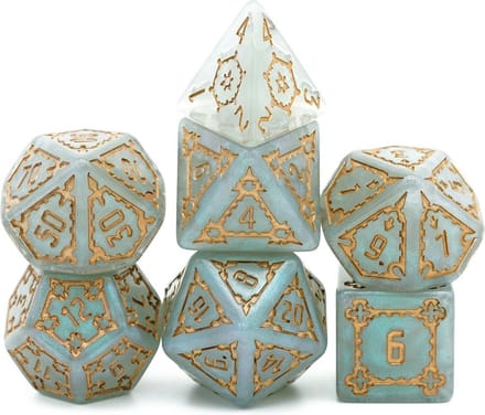 Lapi Toys - Dungeons and Dragons dobbelstenen - D&D dobbelstenen - D&D polydice - 1 set (7 stuks) - 25 mm - Wit