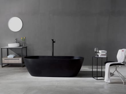 Mawialux vrijstaand bad - Solid surface - 180x80 cm - Mat zwart - Kody