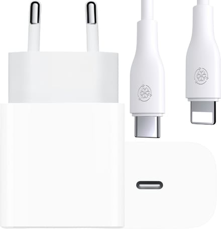 Oplaadstekker geschikt voor iPhone 14/13/12/11/X + Lightning naar usb-C kabel - Snellader - 2 meter - Wit