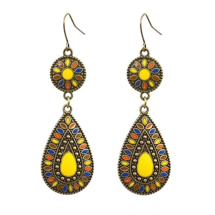 Fako Bijoux® - Oorbellen - Bohemian - Druppel Retro - Geel