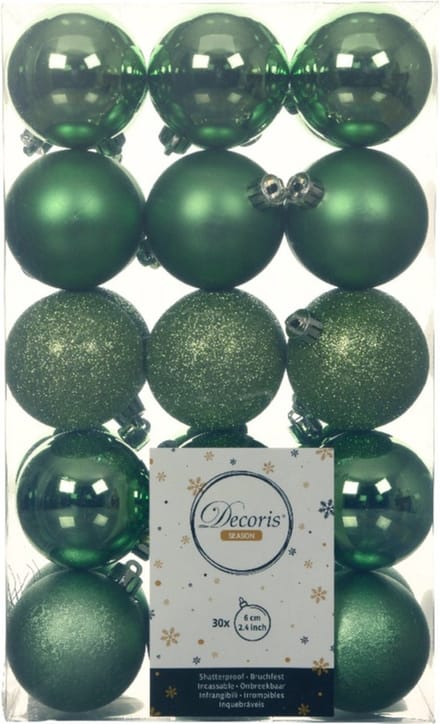 Decoris kerstballen - 30x st - groen - D6 cm - kunststof - kerstversiering