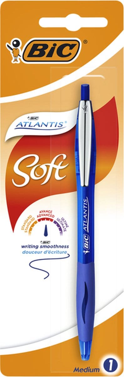 Balpen bic atlantis soft clic m blauw | 20 stuks
