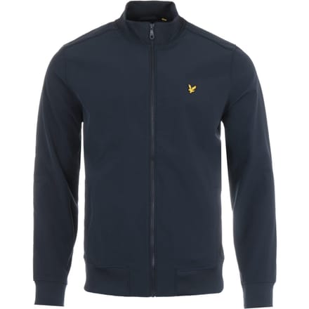 Lyle & Scott softshell jack met ritssluiting en trechterhals - donkerblauw
