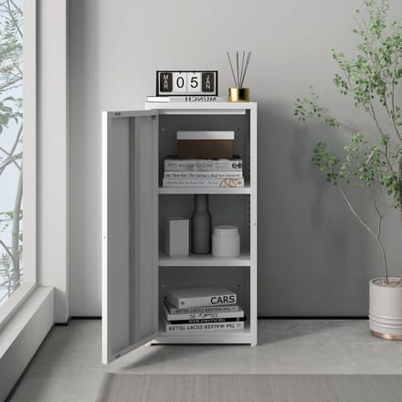 Metalen kast Burlöv 88x40x35 cm wit [en.casa]