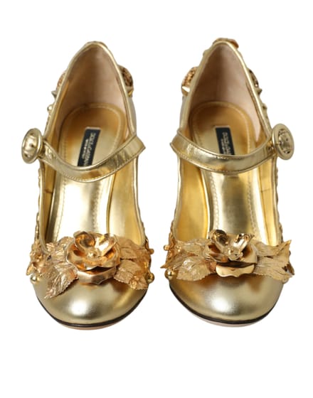 Gouden Mary Jane Pumps Hoge Hakkenstijl