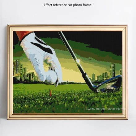 5D Diamantschilderij Volledige Weergave Landschap Golf Diamantborduurwerk Vol Rond Kruissteek 20X30CM beige