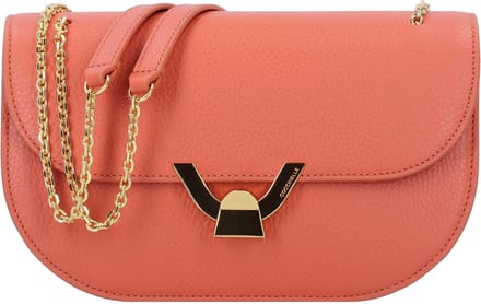 COCCINELLE Leren Schoudertas Dew Handbag Grained Leather Grenadine Red Lichtrood