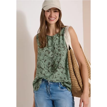 Blouse met split in de hals en print