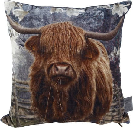 PTMD Bizon rechthoekig kussen - 60 x 10 x 40 cm - katoen fluweel dieren Bison