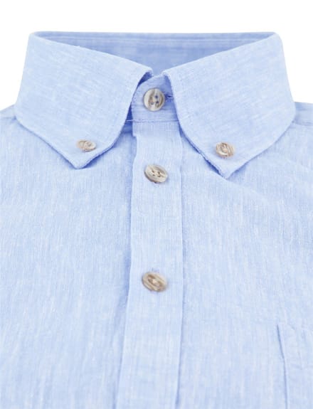 Ledûb Overhemd Button-Down Linnen Cotton Licht Blauw / male