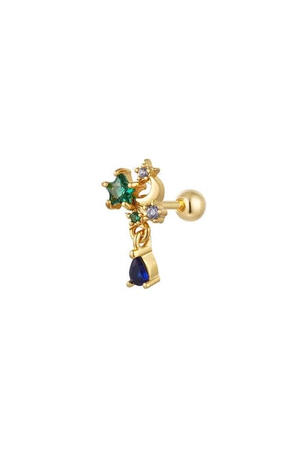 Piercing maan en ster - Sparkle collectie Green & Gold Koper