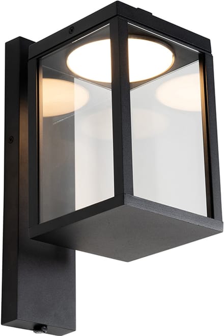 QAZQA Buiten wandlantaarn zwart incl. LED en schemersensor - Ferdinand
