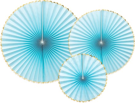 PartyDeco - Papieren waaiers Yummy Light Blue ( 3 stuks)