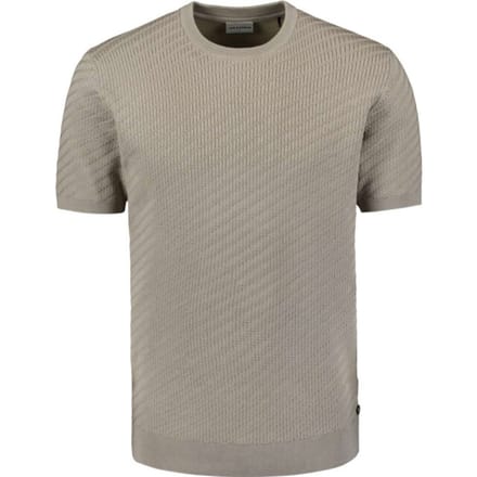 No Excess Pullover Short Sleeve Crewneck Solid Jacquard Clay Maat: S | Basic T-Shirts Outlet | Heren | Beige