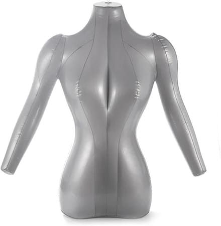 Opblaasbaar Bovenlichaam - Paspop Model - Kleding Presenteren - Glad PVC Oppervlak - ca. 450 g - Zilver