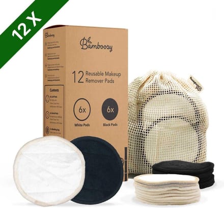 Bamboozy 12 Zwart + Wit Wasbare Wattenschijfjes Herbruikbare Wattenschijfjes Zero Waste Bamboe