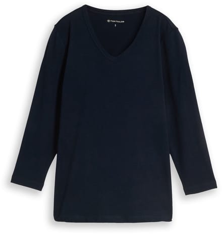 Tom Tailor - Basic T-shirt met lange mouwen en V-hals - Maat XXXL - sky captain blue