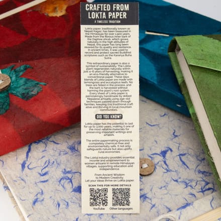 Lokta Patchwork Notitieboek – Groot (21x15cm) – 45 bladzijden – Inclusief bladwijzer – Meerkleurig